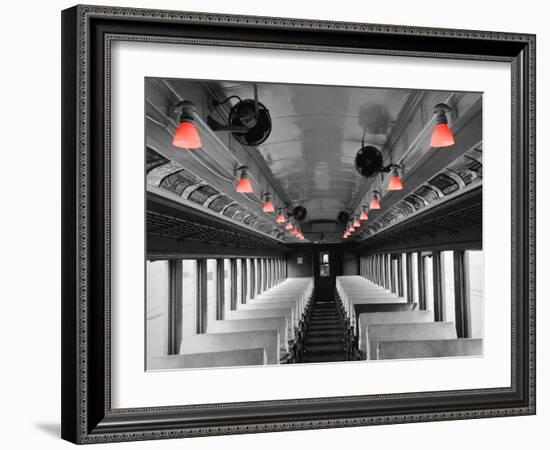 Color Pop, Empty coach of a train, USA, Living Coral-null-Framed Photographic Print