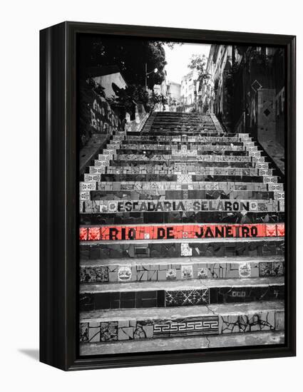 Color Pop, Low angle view of a staircase, Lapa Steps, Rio De Janeiro, Brazil, Living Coral-null-Framed Premier Image Canvas