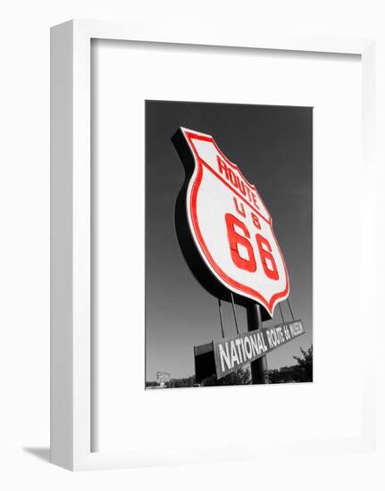 Color Pop, National Route 66 Museum sign, Elk City, Beckham County, Oklahoma, USA, Living Coral-null-Framed Photographic Print