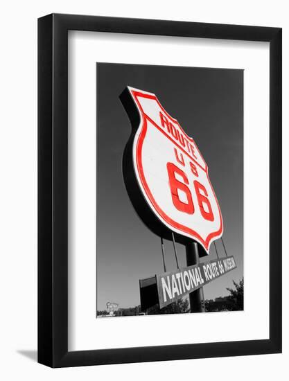 Color Pop, National Route 66 Museum sign, Elk City, Beckham County, Oklahoma, USA, Living Coral-null-Framed Photographic Print