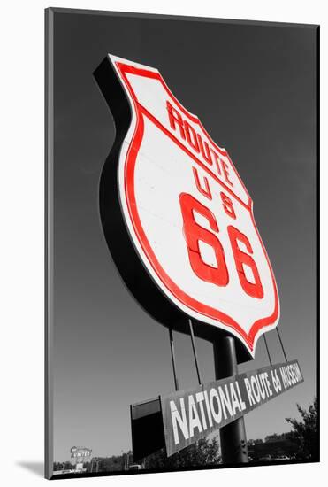 Color Pop, National Route 66 Museum sign, Elk City, Beckham County, Oklahoma, USA, Living Coral-null-Mounted Photographic Print