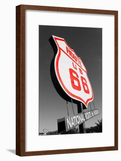 Color Pop, National Route 66 Museum sign, Elk City, Beckham County, Oklahoma, USA, Living Coral-null-Framed Photographic Print