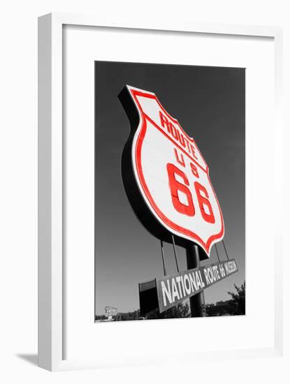 Color Pop, National Route 66 Museum sign, Elk City, Beckham County, Oklahoma, USA, Living Coral-null-Framed Photographic Print