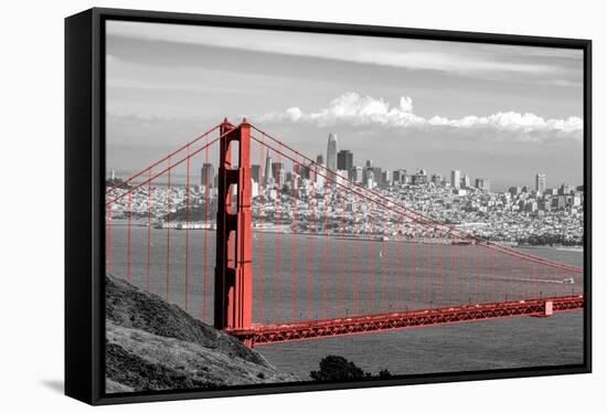 Color Pop, View of Golden Gate Bridge with skylines in the background, San Francisco Bay-null-Framed Stretched Canvas