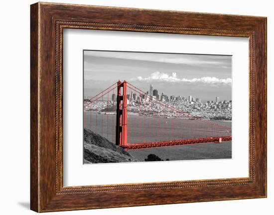 Color Pop, View of Golden Gate Bridge with skylines in the background, San Francisco Bay-null-Framed Photographic Print