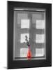 Color Pop, Window and flower vase, Living Coral-null-Mounted Photographic Print