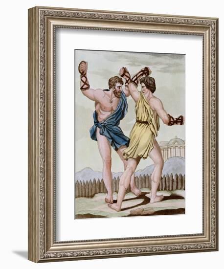 Color Print from Engraving Showing Gladiators Boxing by Jacques Grasset de Saint-Sauveur and L.F. L-Stapleton Collection-Framed Giclee Print