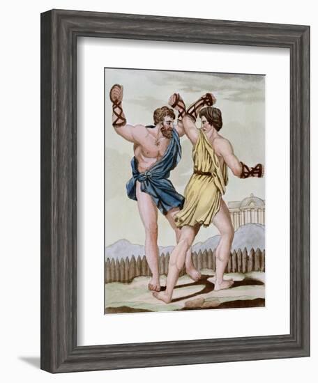 Color Print from Engraving Showing Gladiators Boxing by Jacques Grasset de Saint-Sauveur and L.F. L-Stapleton Collection-Framed Giclee Print