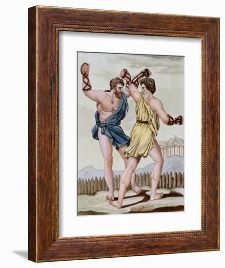 Color Print from Engraving Showing Gladiators Boxing by Jacques Grasset de Saint-Sauveur and L.F. L-Stapleton Collection-Framed Giclee Print