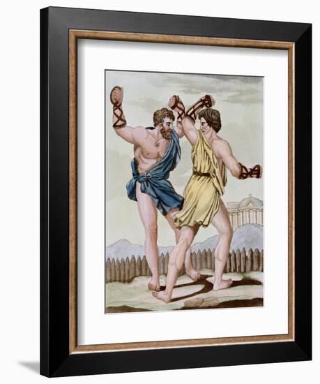 Color Print from Engraving Showing Gladiators Boxing by Jacques Grasset de Saint-Sauveur and L.F. L-Stapleton Collection-Framed Giclee Print