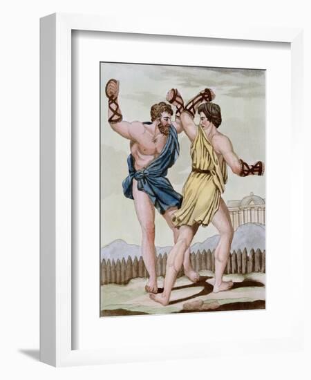 Color Print from Engraving Showing Gladiators Boxing by Jacques Grasset de Saint-Sauveur and L.F. L-Stapleton Collection-Framed Giclee Print