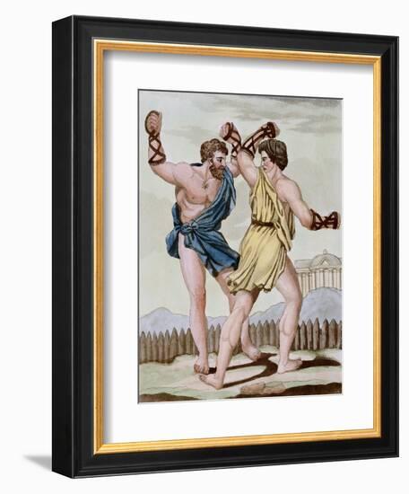 Color Print from Engraving Showing Gladiators Boxing by Jacques Grasset de Saint-Sauveur and L.F. L-Stapleton Collection-Framed Giclee Print