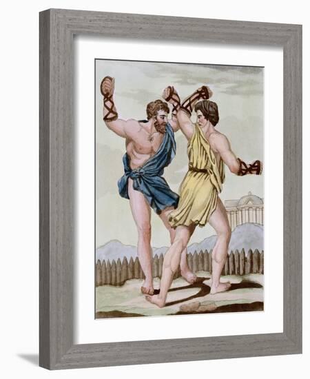 Color Print from Engraving Showing Gladiators Boxing by Jacques Grasset de Saint-Sauveur and L.F. L-Stapleton Collection-Framed Giclee Print