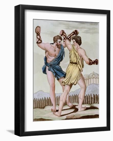 Color Print from Engraving Showing Gladiators Boxing by Jacques Grasset de Saint-Sauveur and L.F. L-Stapleton Collection-Framed Giclee Print