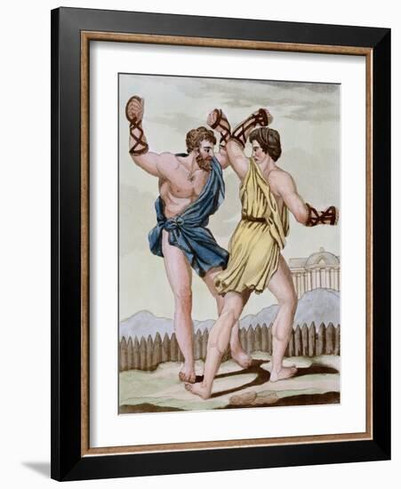 Color Print from Engraving Showing Gladiators Boxing by Jacques Grasset de Saint-Sauveur and L.F. L-Stapleton Collection-Framed Giclee Print