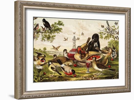 Color Print of Birds Feasting on a Fruit Pie-null-Framed Giclee Print