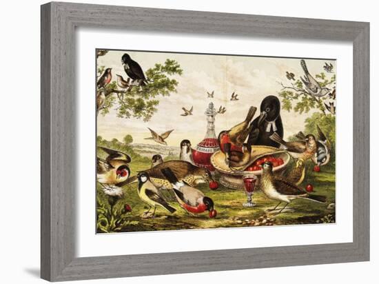 Color Print of Birds Feasting on a Fruit Pie-null-Framed Giclee Print