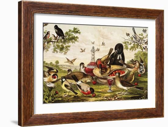 Color Print of Birds Feasting on a Fruit Pie-null-Framed Giclee Print