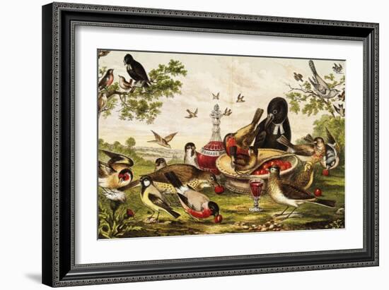 Color Print of Birds Feasting on a Fruit Pie-null-Framed Giclee Print