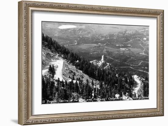 Colorado - Aerial View of Shrine of the Sun, Colorado Springs from Cheyenne Mt-Lantern Press-Framed Art Print