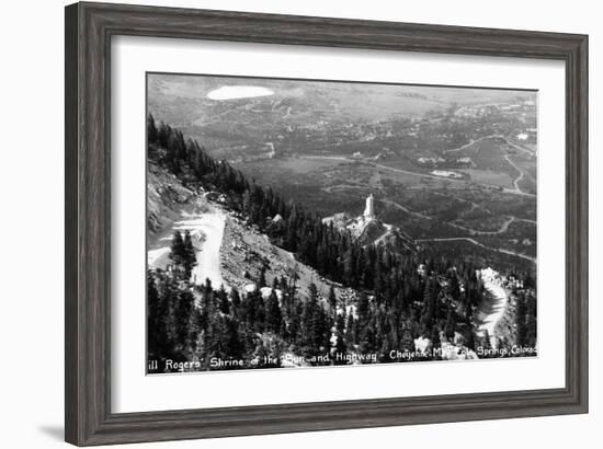 Colorado - Aerial View of Shrine of the Sun, Colorado Springs from Cheyenne Mt-Lantern Press-Framed Art Print