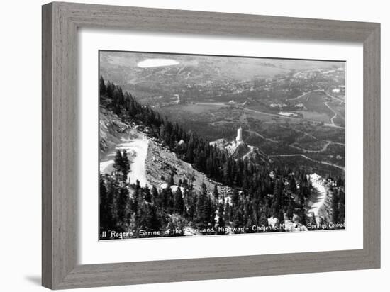 Colorado - Aerial View of Shrine of the Sun, Colorado Springs from Cheyenne Mt-Lantern Press-Framed Art Print