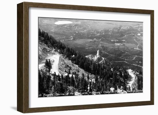 Colorado - Aerial View of Shrine of the Sun, Colorado Springs from Cheyenne Mt-Lantern Press-Framed Art Print