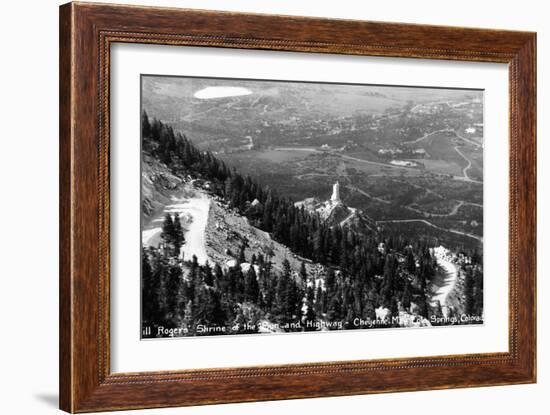 Colorado - Aerial View of Shrine of the Sun, Colorado Springs from Cheyenne Mt-Lantern Press-Framed Art Print