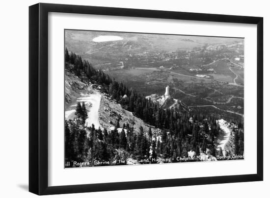 Colorado - Aerial View of Shrine of the Sun, Colorado Springs from Cheyenne Mt-Lantern Press-Framed Art Print