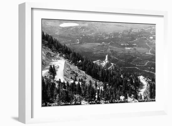 Colorado - Aerial View of Shrine of the Sun, Colorado Springs from Cheyenne Mt-Lantern Press-Framed Art Print