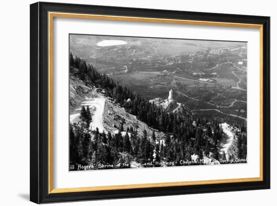 Colorado - Aerial View of Shrine of the Sun, Colorado Springs from Cheyenne Mt-Lantern Press-Framed Art Print