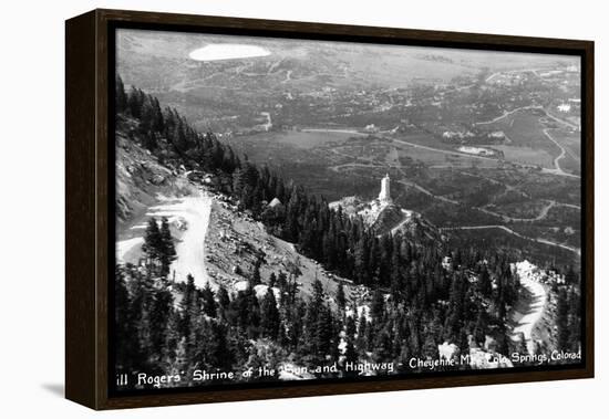 Colorado - Aerial View of Shrine of the Sun, Colorado Springs from Cheyenne Mt-Lantern Press-Framed Stretched Canvas