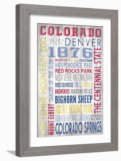 Colorado - Barnwood Typography-Lantern Press-Framed Art Print