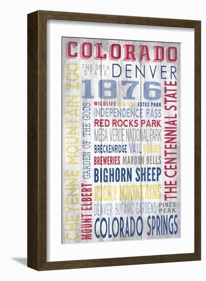 Colorado - Barnwood Typography-Lantern Press-Framed Art Print