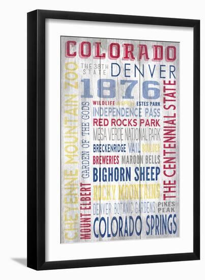 Colorado - Barnwood Typography-Lantern Press-Framed Art Print