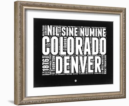 Colorado Black and White Map-NaxArt-Framed Art Print