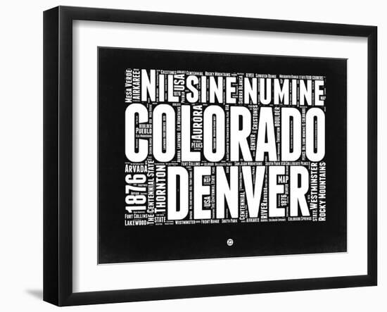 Colorado Black and White Map-NaxArt-Framed Art Print