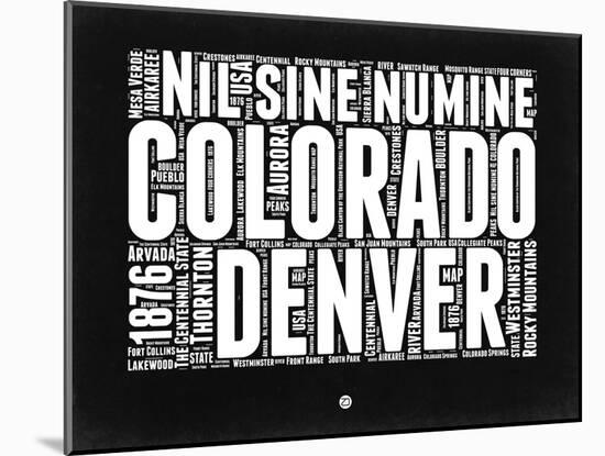 Colorado Black and White Map-NaxArt-Mounted Art Print