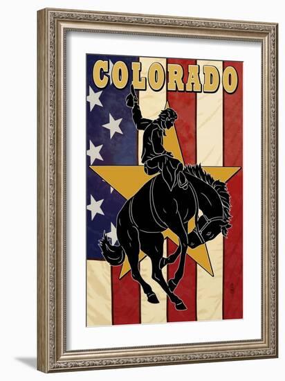 Colorado Bucking Bronco-Lantern Press-Framed Art Print