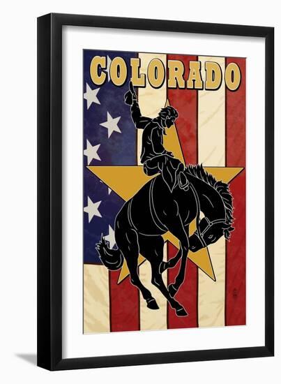 Colorado Bucking Bronco-Lantern Press-Framed Art Print