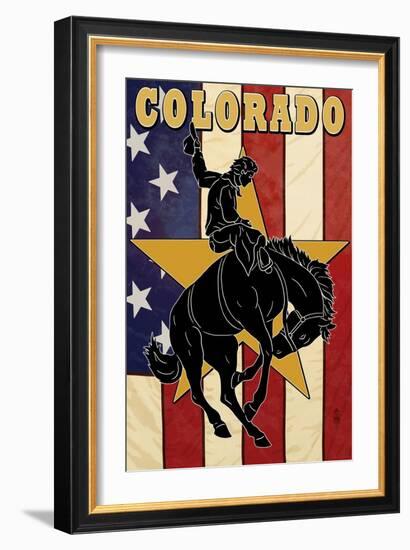 Colorado Bucking Bronco-Lantern Press-Framed Art Print