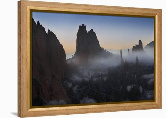 Colorado, Colorado Springs. Morning Fog in Garden of the Gods Park-Don Grall-Framed Premier Image Canvas