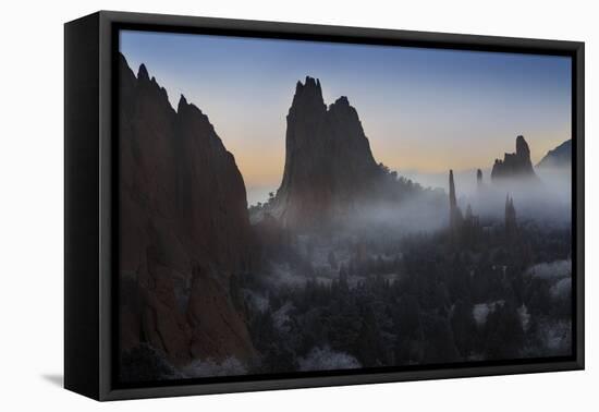 Colorado, Colorado Springs. Morning Fog in Garden of the Gods Park-Don Grall-Framed Premier Image Canvas