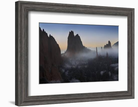 Colorado, Colorado Springs. Morning Fog in Garden of the Gods Park-Don Grall-Framed Photographic Print