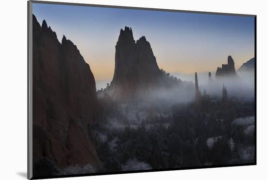 Colorado, Colorado Springs. Morning Fog in Garden of the Gods Park-Don Grall-Mounted Photographic Print