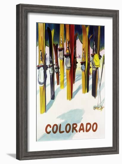 Colorado - Colorful Skis-Lantern Press-Framed Art Print