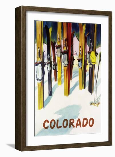Colorado - Colorful Skis-Lantern Press-Framed Art Print