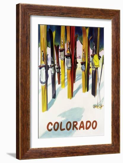 Colorado - Colorful Skis-Lantern Press-Framed Art Print