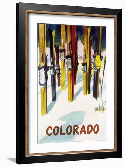 Colorado - Colorful Skis-Lantern Press-Framed Art Print