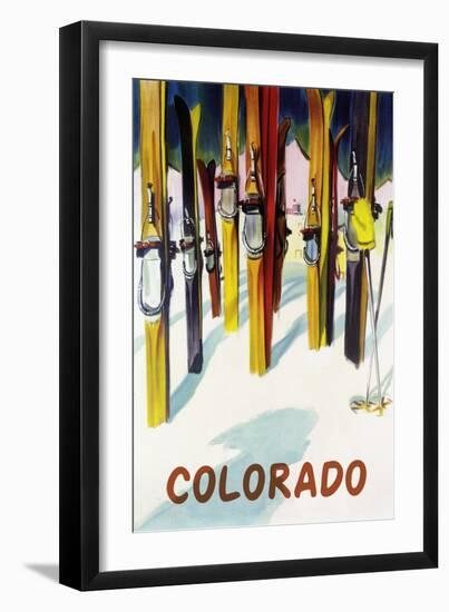 Colorado - Colorful Skis-Lantern Press-Framed Art Print